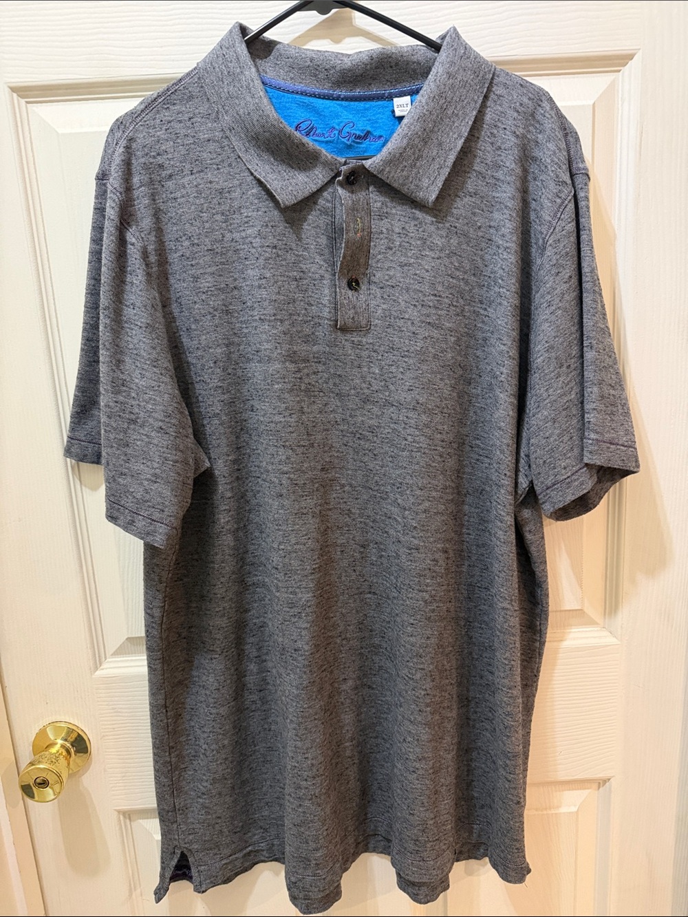 Robert Graham Heather Gray Polo with Neck Contrast